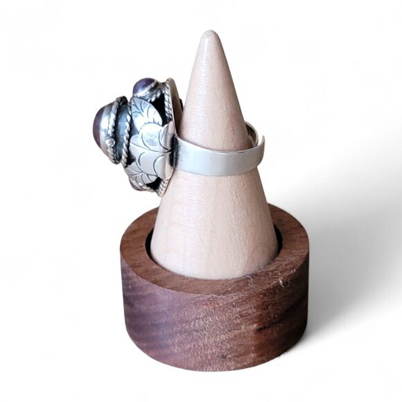 Vintage Sterling Silver Amethyst Poison Ring Adjustable Taxco Mexico FMD Size 7 - Picture 3 of 5